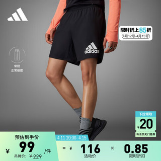 adidas 阿迪达斯 舒适梭织跑步运动短裤男装阿迪达斯官方H59883 黑色 A/M7