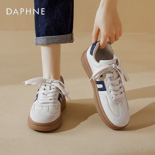 百亿补贴：DAPHNE 达芙妮 德训鞋女ins百搭2024新款爆款春真皮厚底小白鞋板鞋