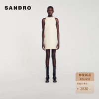 SANDRO2024春夏女装钻饰衣领无袖直筒短款连衣裙SFPRO03312 淡褐色 36