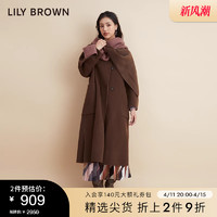 Lily Brown 秋冬 简约立领羊毛围巾可拆两穿双面呢大衣LWFC214061
