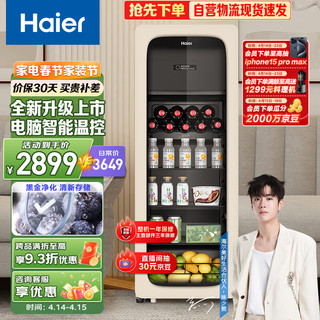 Haier 海尔 133升家用客厅办公室冷藏柜双温暖藏冰吧茶叶饮料蔬果保鲜柜囤货小冰箱DS0133LH9EY1