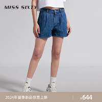 MISS SIXTY2024夏季牛仔短裤女含天丝复古深蓝直筒百搭休闲风 深蓝 23