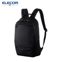 ELECOM 宜丽客 双肩包休闲背包简约旅行包防泼水轻便笔记本电脑包男士书包 黑色