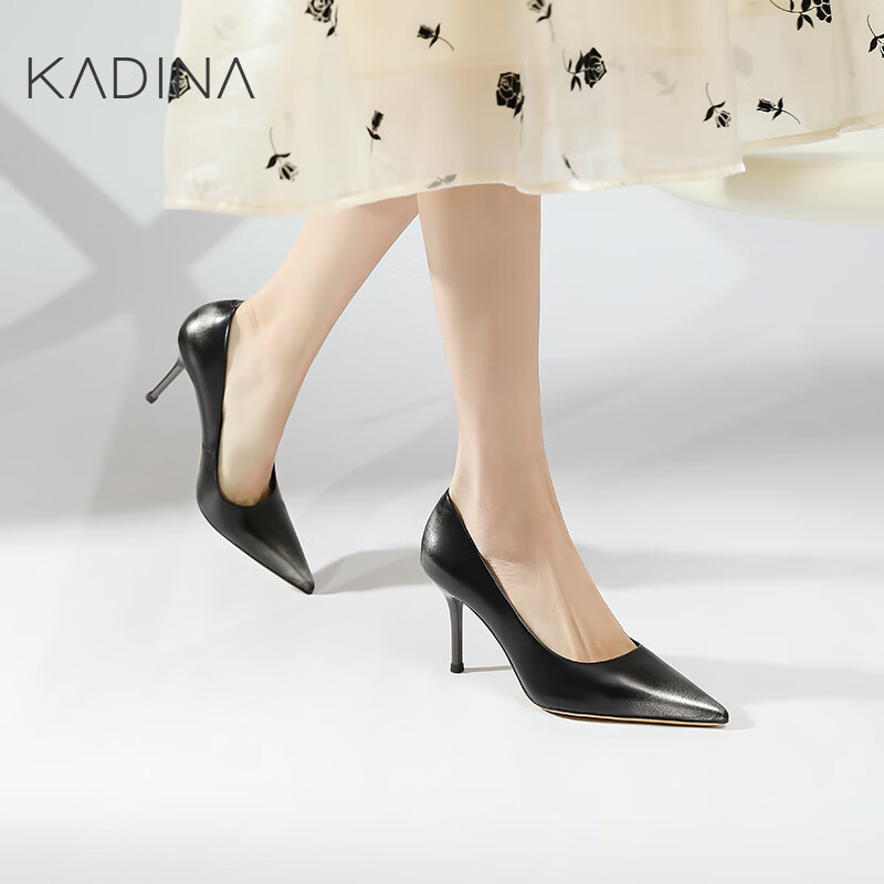 卡迪娜卡迪娜24年春季浅口单鞋时尚优雅细高跟简约女鞋KWS240116 KWS240116-黑色 34