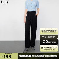 LILY 2023夏新款女装时尚通勤休闲垂坠感纯色显瘦直筒西装裤休闲裤 510黑色 L