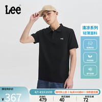 Lee24春夏标准版logo刺绣凉感男翻领短袖polo衫LMT008138205 黑色 XL