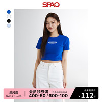 SPAO 韩国同款2024年春夏新款女士时尚短款圆领印花T恤SPRPE24G53