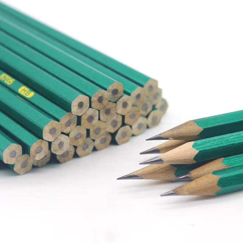 文具六角绿杆铅笔写字笔绘图笔考试涂卡笔hb铅笔 铅笔5只 HB