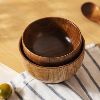 摩登主妇 酸枣整木碗家用木头碗儿童木质米饭碗木餐具实木防摔汤碗 4.5英寸米饭碗