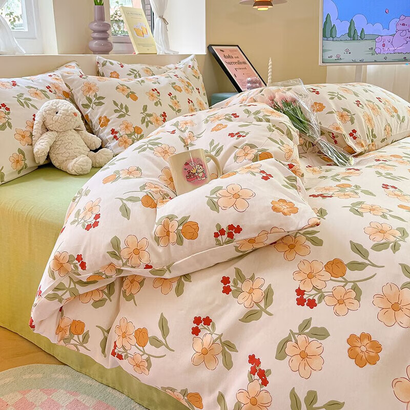AIDLI 四件套纯棉床上用品枕套被套床单全棉套件 里约 200*230cm四件套