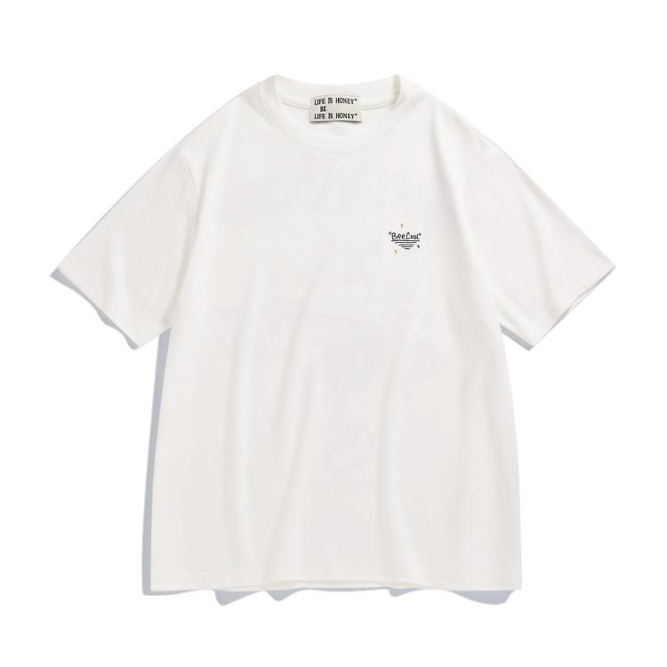 【热销】男装夏季白色大印花短袖T恤潮套头宽松男式T恤