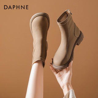 DAPHNE 达芙妮 短靴女2023年新款秋冬法式小踝靴高级感瘦瘦靴平底袜靴子女