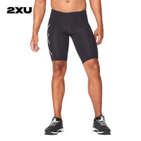 2XU Core系列中度压缩 专业运动跑步训练速干短裤五分裤紧身裤男 黑/银 M