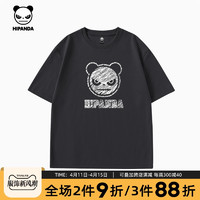 HIPANDA 你好熊猫 男生纯棉宽松短袖T恤2024夏季新款设计师潮牌短t