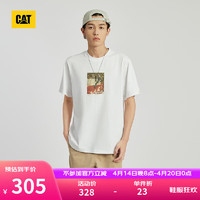 CAT卡特24春夏男户外滑板数码元素LOGO短袖T恤 白色 3XL