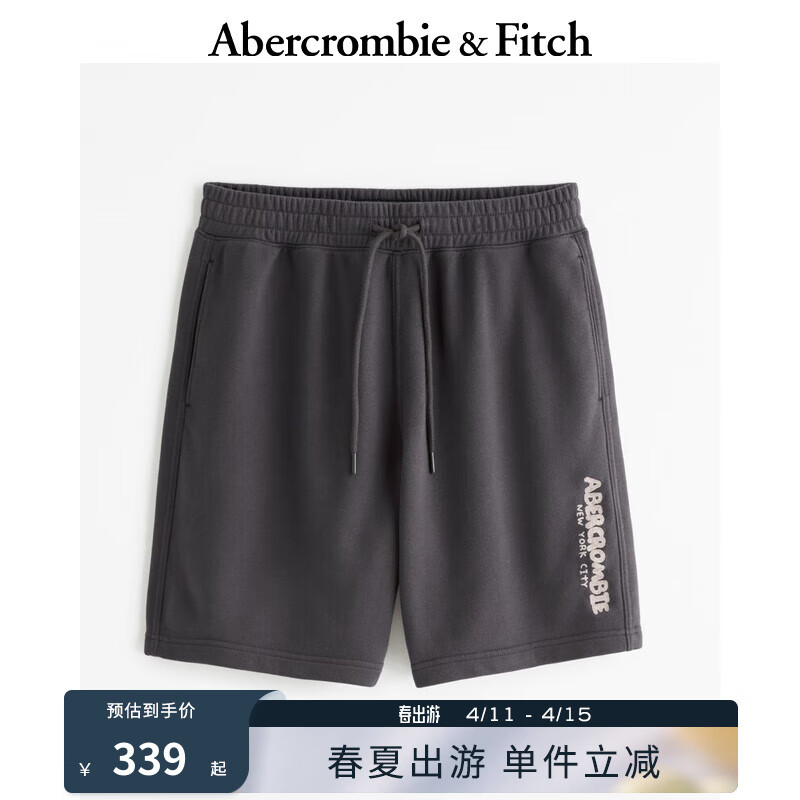 Abercrombie & Fitch 男装 24春夏美式休闲时尚毛圈布运动短裤 358110-1 深灰色 M (180/80A)