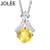 JOLEE项链S925银时尚轻奢黄水晶项坠彩色宝石饰品吊坠送女士