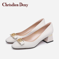 克雷斯丹尼（Chrisdien Deny）女士时尚休闲鞋潮流女单鞋通勤舒适轻便出行鞋子 白色LAH4807N5A 40