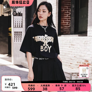 BOY LONDON 潮牌短袖情侣同款春夏季logo圆领T恤 N01801 黑色 XL