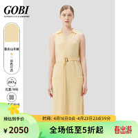 GOBI戈壁2024春夏纯色休闲时尚系带羊绒连衣裙 橙黄色 S