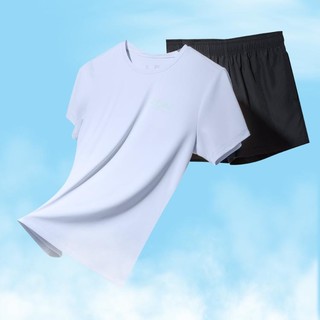 QIAODAN 乔丹 女士运动套装夏季跑步套装两件套短T恤+短裤