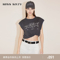 MISS SIXTY x Keith Haring 跨界合作系列2024春季无袖T恤女 深灰 M