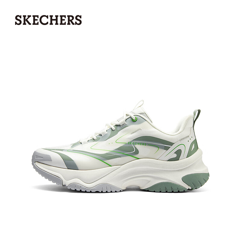 斯凯奇（Skechers）男士休闲舒适运动鞋183195 白色/绿色/WGR 41.5
