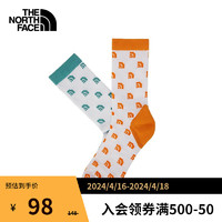 北面（The North Face）运动袜男女通用款户外吸湿透气秋季|5FXR 81P/橘色/绿色 L