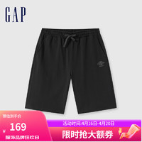 Gap男装2024夏季纯棉重磅抽绳松紧短裤百搭多色休闲裤464954 黑色 170/80A(M) 亚洲尺码