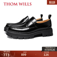 THOM WILLS厚底乐福鞋男真皮休闲黑色增高皮鞋男士牛皮夏季鞋子男鞋2024 黑色A7131 6.5 /39码