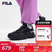 FILA 斐乐女鞋FLUID 5复古运动鞋2024夏猫爪鞋户外休闲鞋 黑-BK 36