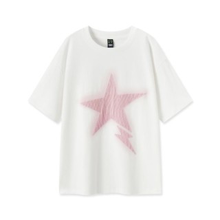Semir 森马 夏季中长款设计感星星宽松上衣个性印花套头衫甜酷针织短袖T恤女