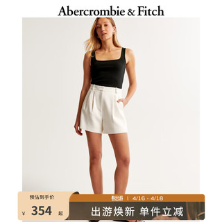 Abercrombie & Fitch 女装 24春夏美式通勤百搭斯隆风精裁短裤 356743-1 白色条纹 27R (165/72A)