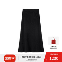 Marc O'Polo/MOP春季波浪纹厚针织长款半身裙女 黑色990 XXS