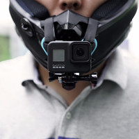 MAXCAM 适用于DJI大疆OSMO灵眸ACTION4 3 2运动相机gopro12 11 10 9 8摩托车头盔下巴绑带固定支架底座配件
