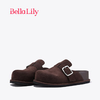 Bella Lily2024春季厚底增高鞋女外穿包头拖鞋无后跟单鞋 咖啡 37