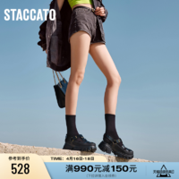 STACCATO 思加圖 2023夏季新款包頭豬籠鞋厚底增高羅馬編織涼鞋女鞋EBK35BL3