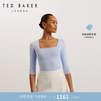 Ted Baker2024春夏女士方领气质修身针织衫274502 浅蓝色 0