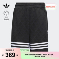 adidas复古运动短裤男大童儿童夏季阿迪达斯三叶草JI9855 黑色 128CM