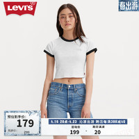 Levi's李维斯24夏季女士复古气质修身显瘦LOGO短袖T恤 灰色 A3523-0071 M