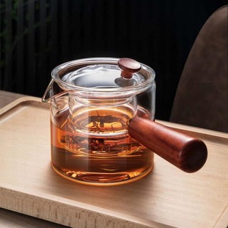 青苹果 侧把茶壶玻璃煮茶器电陶炉耐高温泡茶壶木把单壶过滤功夫茶具套装