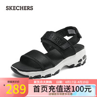 斯凯奇（Skechers）夏季女子厚底漏趾凉鞋百搭外穿沙滩鞋119853 黑色/BLK 38