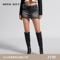 MISS SIXTY 土耳其牛仔 2024春季牛仔短裤女配腰带复古工装 黑灰 S