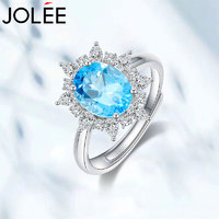 JOLEE戒指女S925银时尚托帕石彩色宝石饰品指环均码