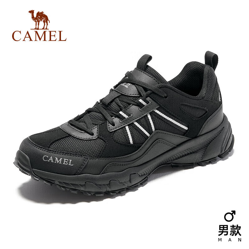 骆驼（CAMEL）徒步鞋男士运动休闲鞋减震户外登山鞋防水旅游鞋 FB1223a5182 黑/银灰男 38