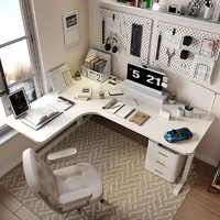wzo实木转角升降书桌L型电动电脑桌拐角家用办公桌