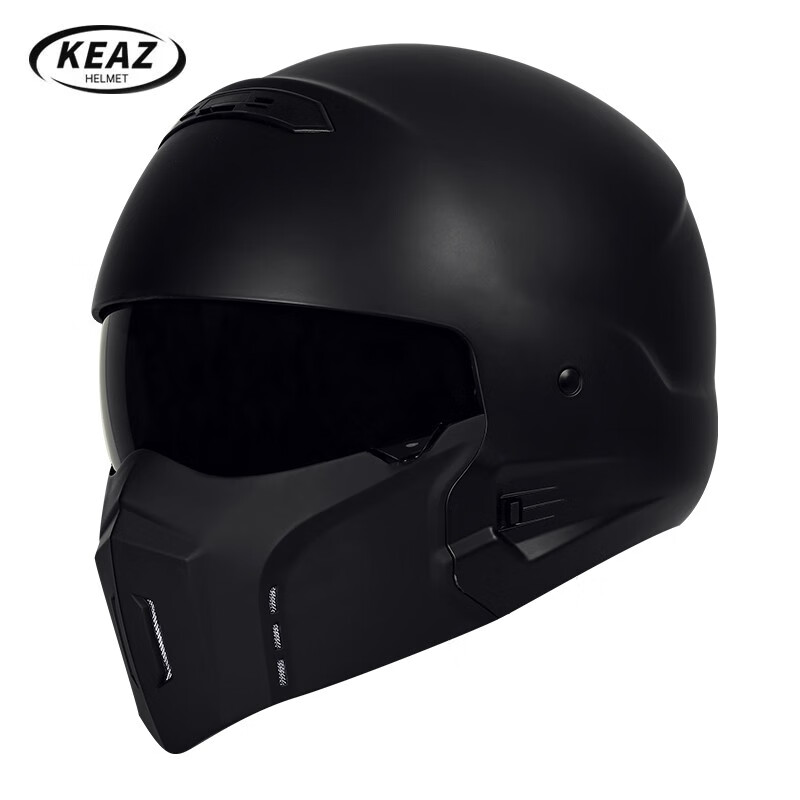 KEAZ摩托车头盔复古蝎子全盔3C认证四季通用男士组合盔巡航春夏季头盔 哑黑配B型护嘴 4XL（65-66cm）