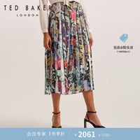 Ted Baker【松弛假日】TED BAKER2024春夏女士印花百褶半身裙274142A 黑色 0