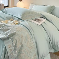 IVYKKI 艾维 全棉四件套高级感刺绣被套被罩床单床上用品纯棉100棉家用套件