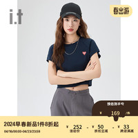 :CHOCOOLATE it 女装短款短袖T恤2024夏季青春活力上衣001080 NYX/藏青色 M